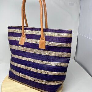 Shebobo Raffia Tote with Leather Handles